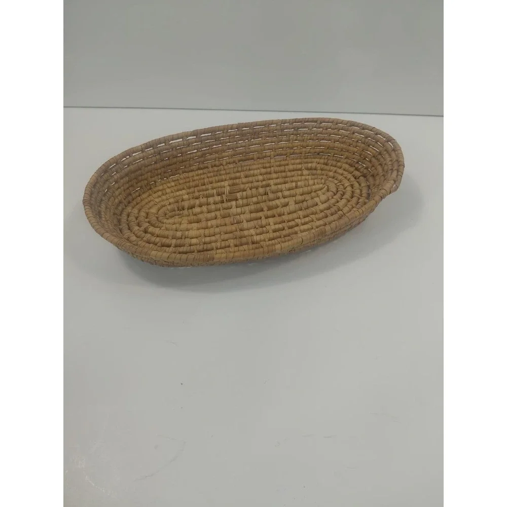 Woven Basket Tray Oval Natural Fiber Rustic Boho Farmhouse Decor